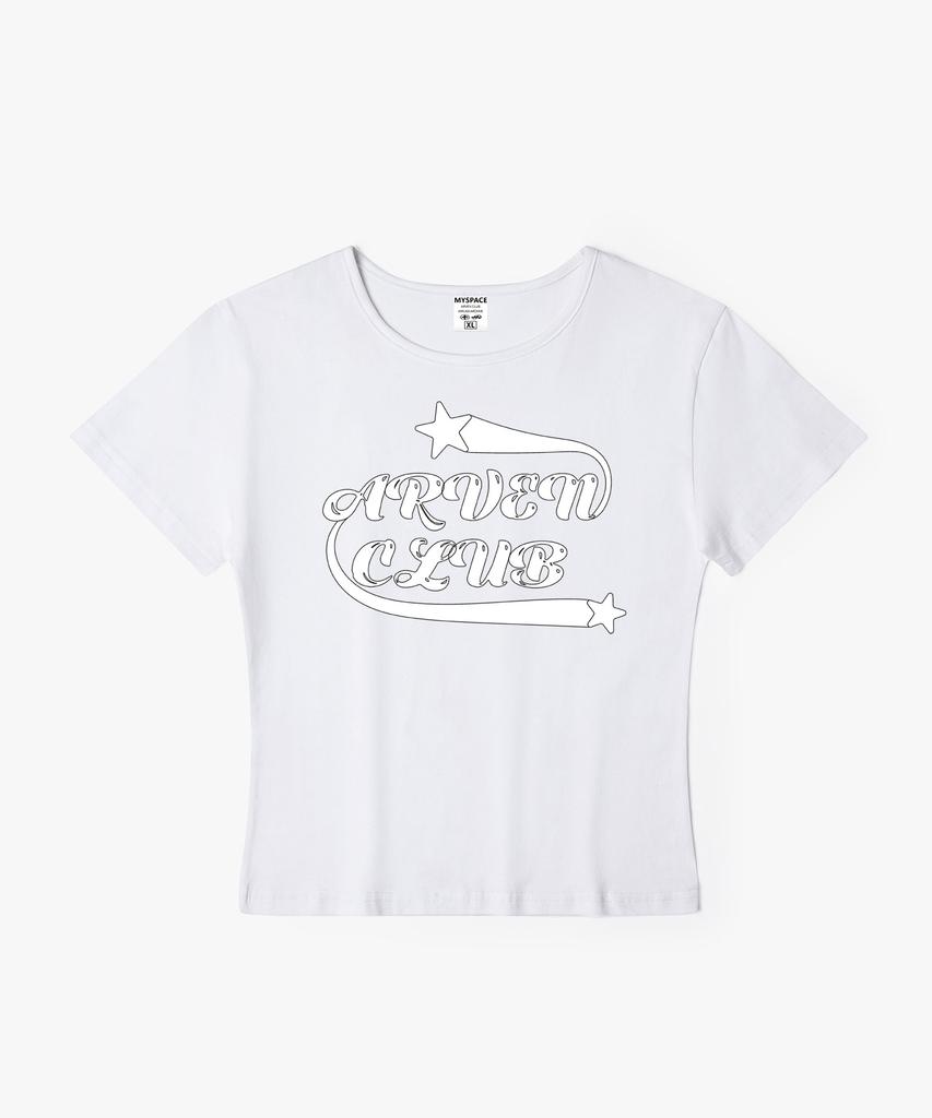 Женская приталенная футболка с коротким рукавом Aleubenkeulleob Star Swoosh Script
