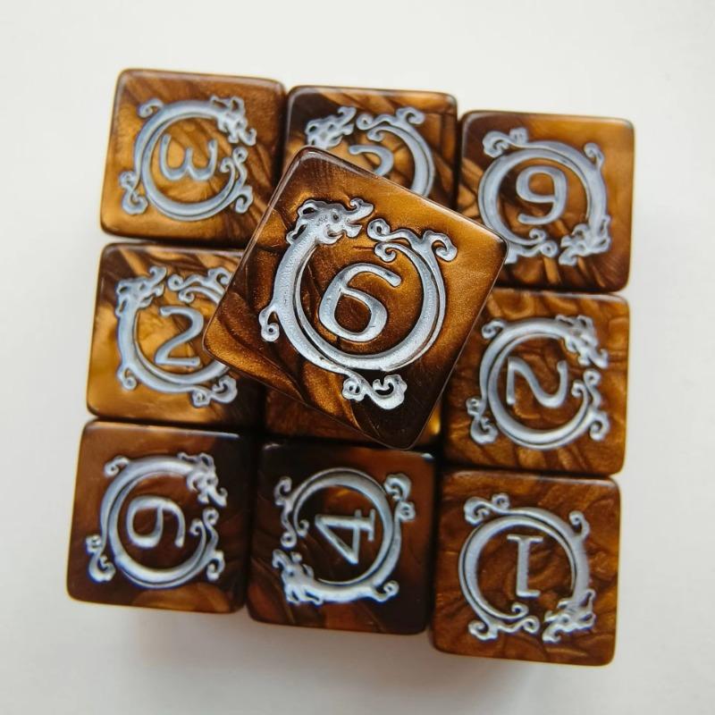 10 шт./набор Набор цифровых кубиков D6 с принтом дракона для DND COC TRPG RPG Настольная игра-развлечение Набор кубиков Dnd