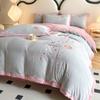 Light Luxury Autumn and Winter Milk Velvet Four-piece Bed Sheet Quilt Cover Bed Coral Velvet Embroidered Quilt Cover Warm Thickened Flannel