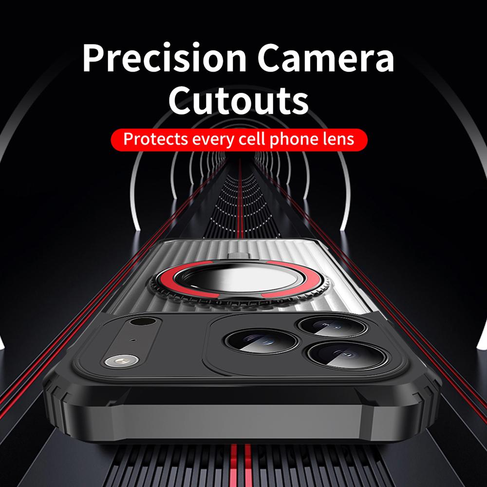 KEYSION Чехол-подставка с вращающимся на 360° кольцом для MagSafe для iPhone 17 Pro Max 17 Air Матовый Прозрачный Магнитный Противоударный Чехол для Телефона