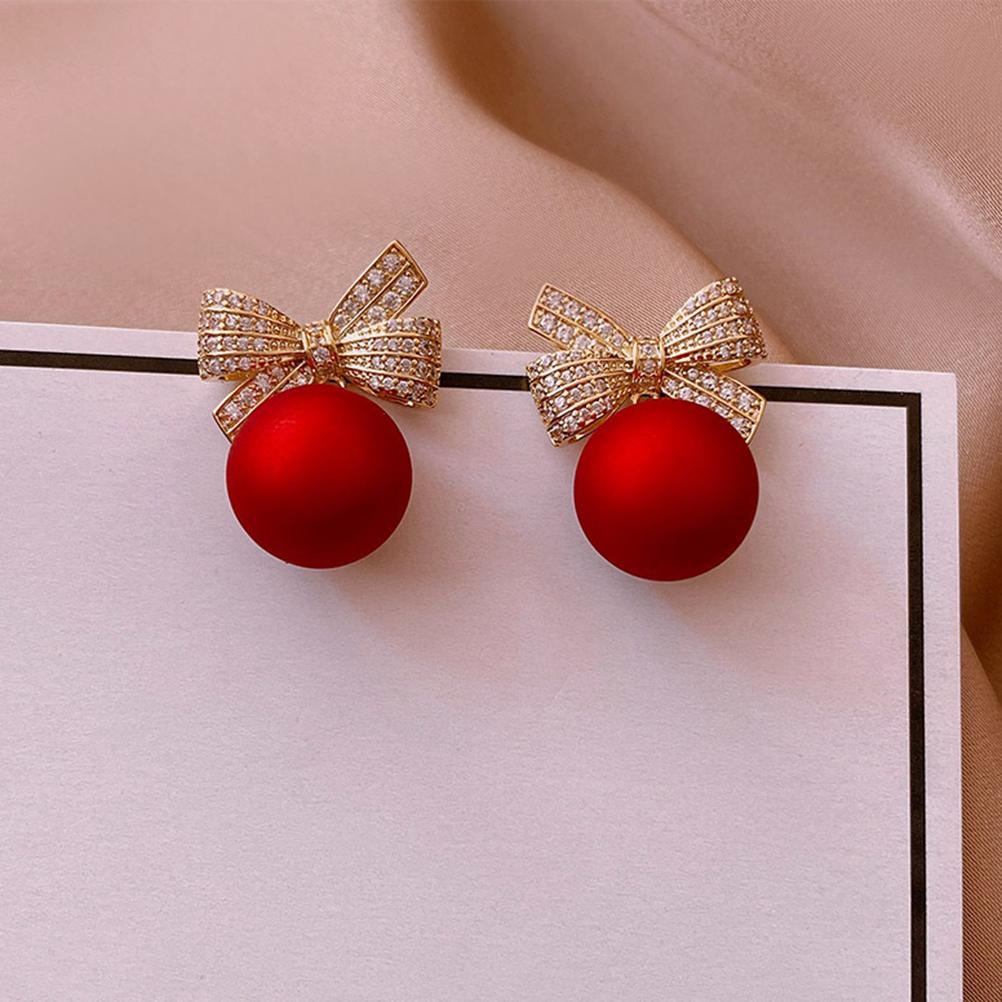 Женские рождественские серьги для девочек, круглые бусины, шарики, хрустальные подвески, ювелирные изделия, подарок
