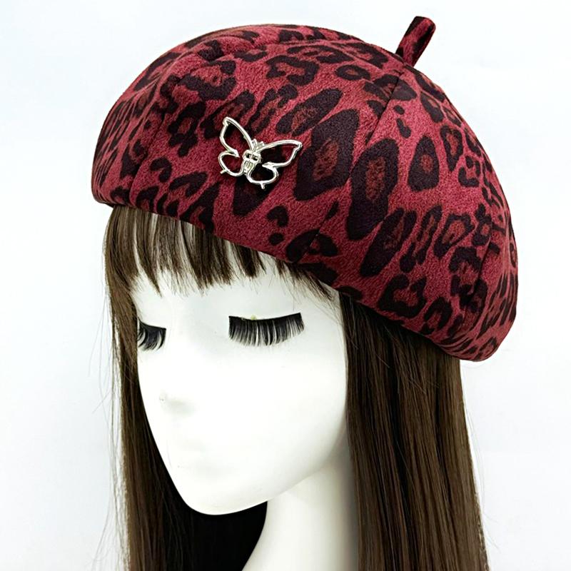 1 шт., модная хлопковая кепка в стиле досуга, универсальная восьмиугольная шляпа с леопардовым принтом, аксессуары в виде бабочки