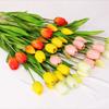 5 Pcs Soft Rubber Artificial Tulip Bouquet Colorful Hand Tie Fake Flowers Decoration For Living Room Dining Table Wedding Party