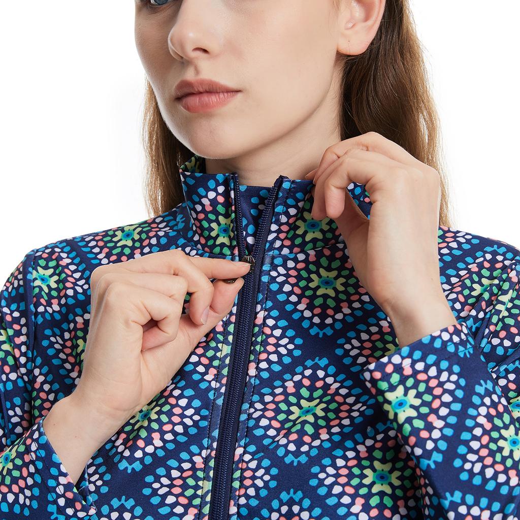 S-3XL женский мусульманский купальник с длинным рукавом, купальный костюм с кепкой и принтом, купальник с полным покрытием, купальный костюм из 3 предметов, защита от солнца