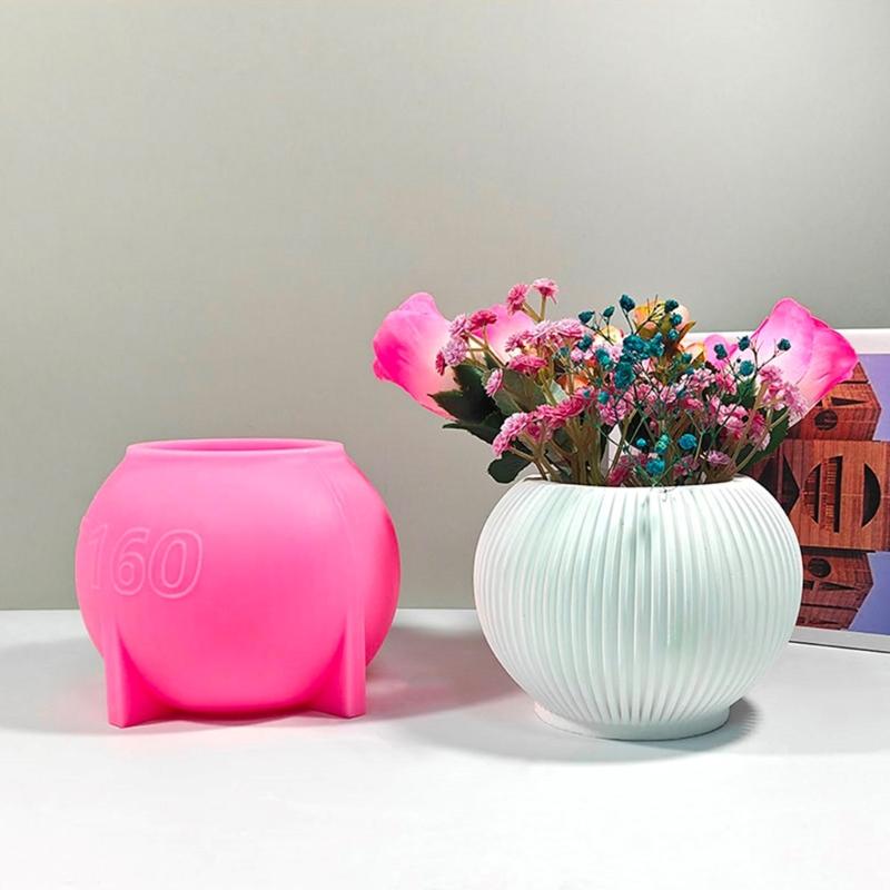 Silicone Stripe Vase Mould for Creative Crafters and Jewelry Enthusiasts Flower Pot Home Decoration Accessory Mould