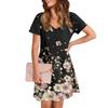 Women's Casual And Fashionable V-neck Short Sleeve Printing Mid Length Dress