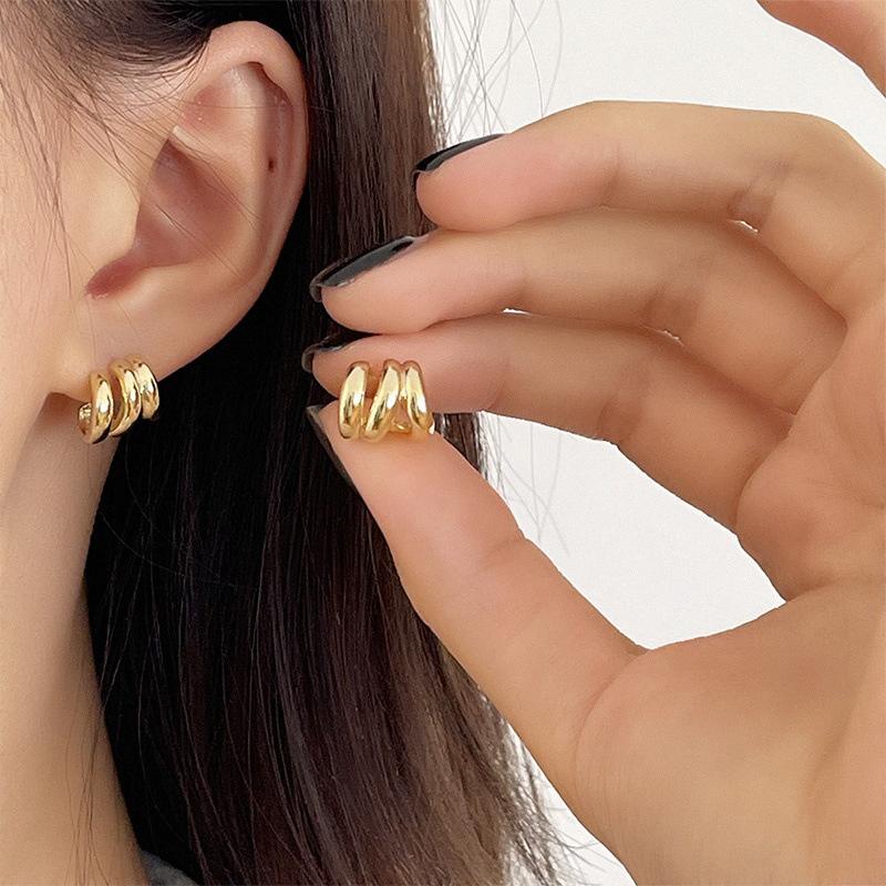 Simple Pea Shaped Copper Alloy Gold Color Drop Earrings For Woman  Korean Fashion Jewelry Goth Party Girls Unusual Accessory