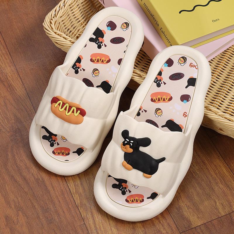 Cartoon Hot Dog Slippers Women Summer Wear Internet Celebrity Ins Trendy New Soft Bottom Home Non-slip Indoor Dormitory Cool Slippers