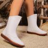 Winter Plush Warm and Fashion Hand Sewn Sole Long Boots Large Soft Bottom Solid Color Women's Long Boots