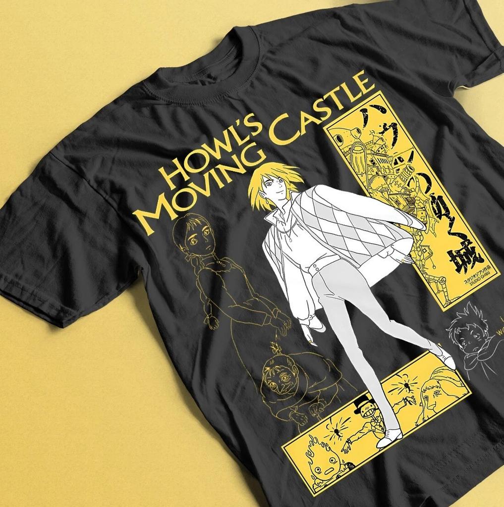 Howl And Sophie Tshirt Howls Moving Castle Tee Hayao Miyazaki Tshirt Black