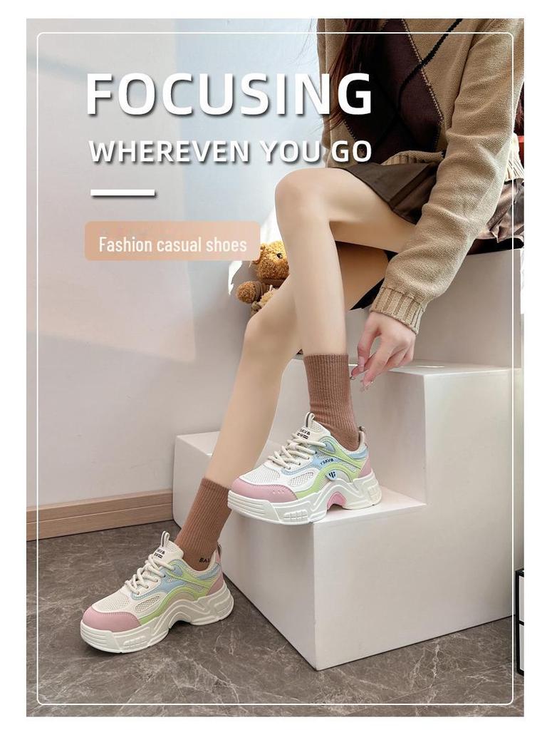 Женские кроссовки Dad в корейском стиле: Кроссовки для бега на толстой подошве весна 2025 K6005
