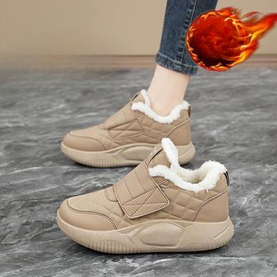 Плюшевые теплые хлопковые ботинки женские зимние на липучке повседневные ботильоны