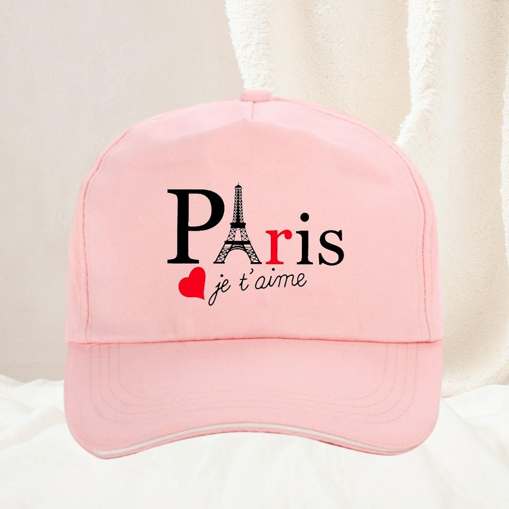 Paris Eiffel Tower I Love You Adjustable Baseball Cap Polyester Casual Outdoor Travel Unisex Adult Travel Hats
