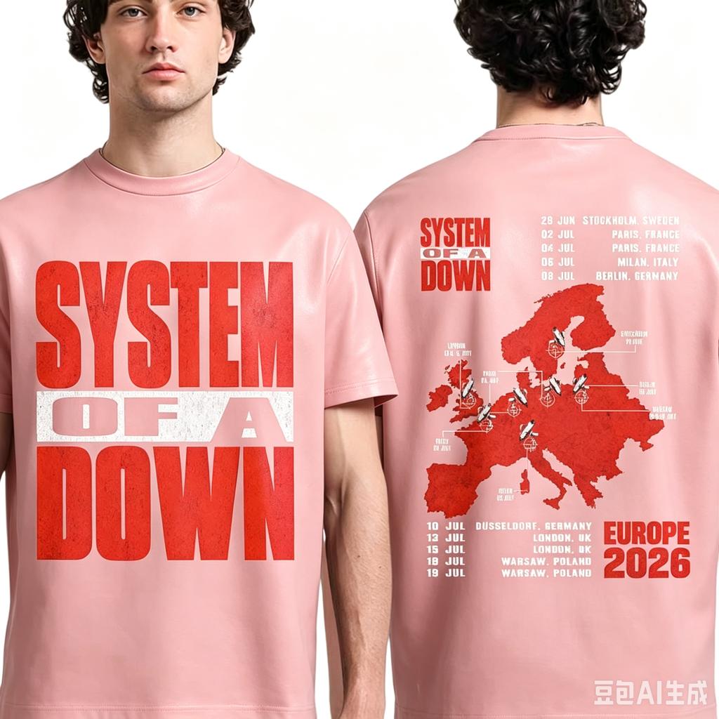 2026 Summer System Of A Down Eu And Uk Tour 2026 Tshirt Y2k Popula Suitable For Both Men And Women