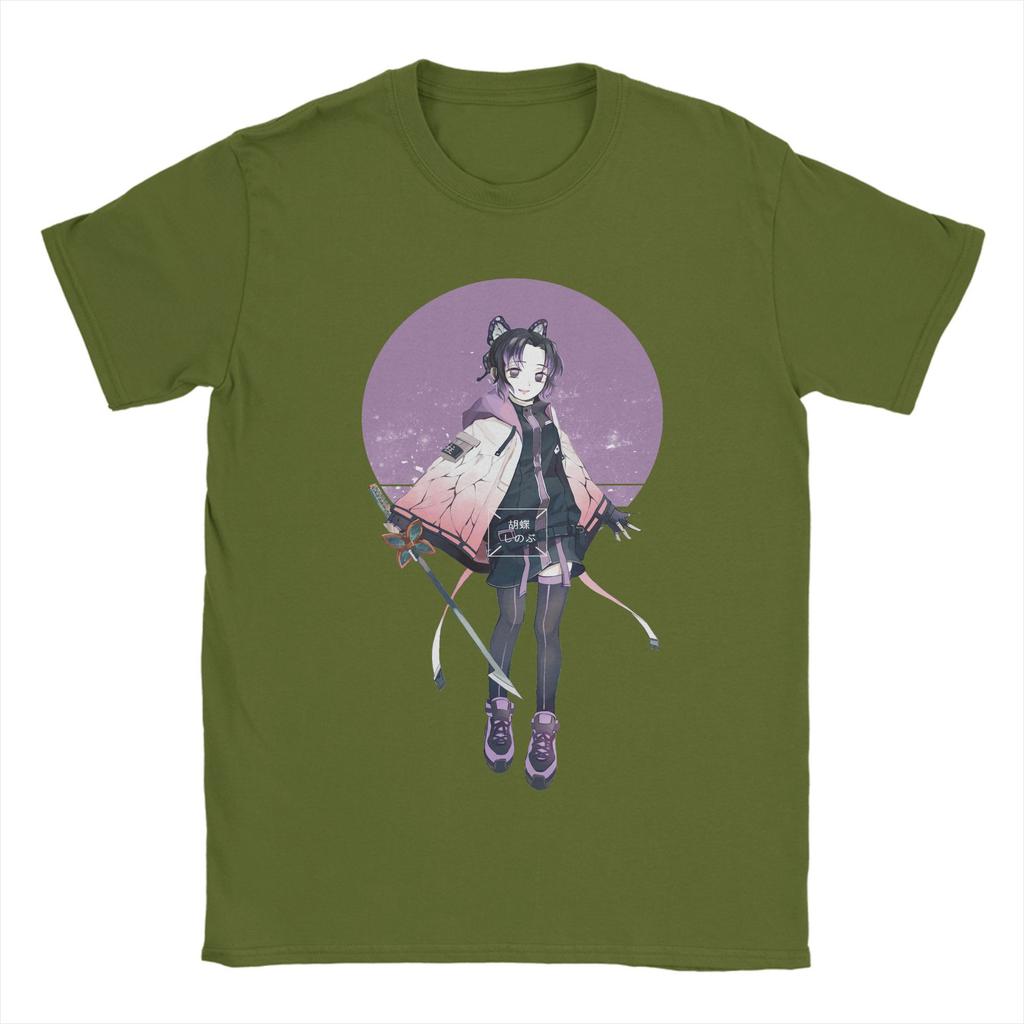 Anime Demon Slayer Shinobu Kocho T Shirt Men Cotton Novelty T-Shirt Round Collar  Tees Short Sleeve Clothing Gift Idea