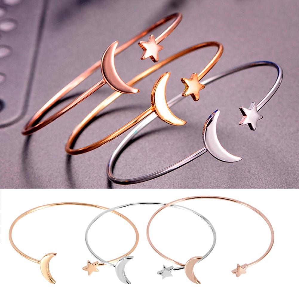 3 цвета женский открытый браслет медное покрытие браслет с украшением в виде лунной звезды