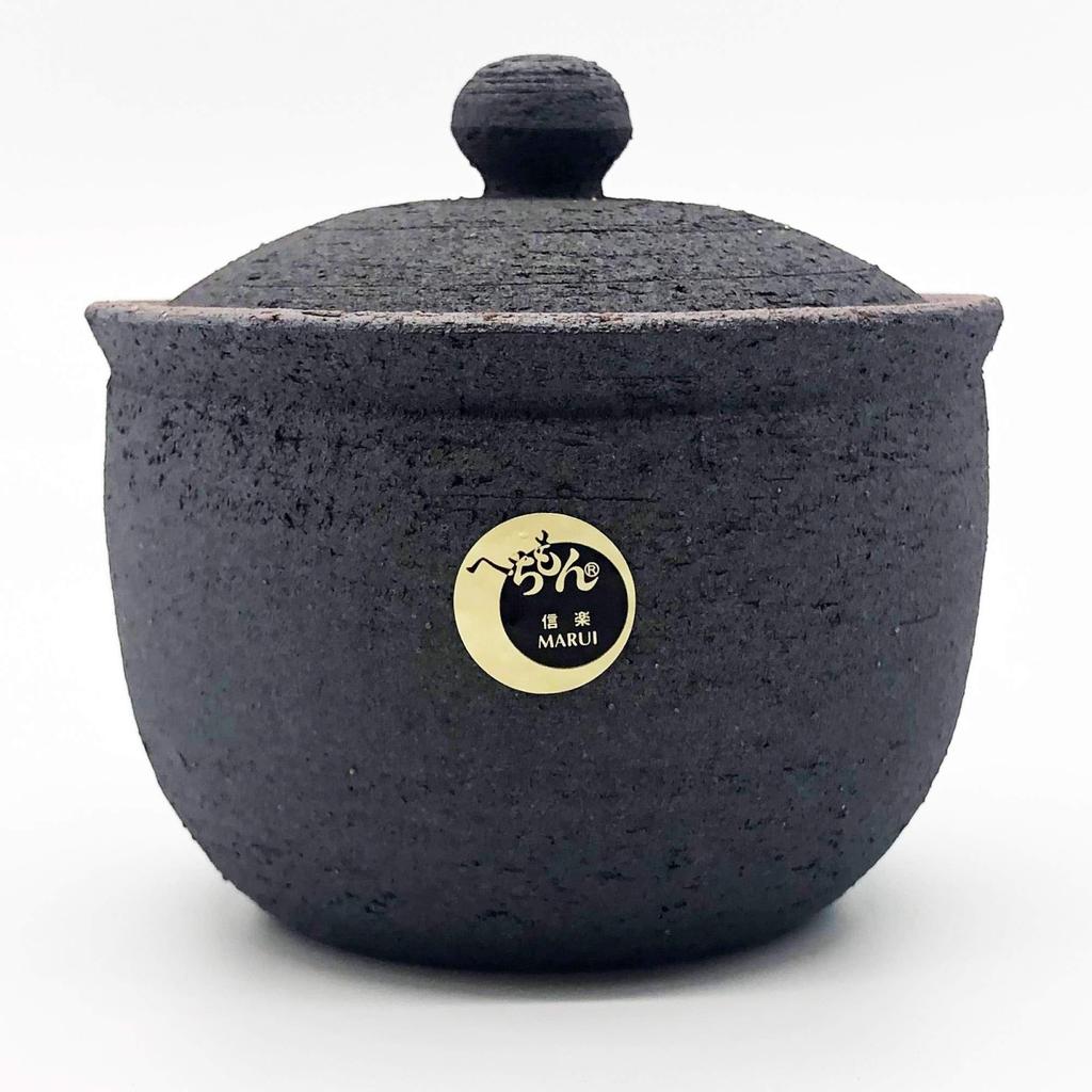 Hechimon Shigaraki Ware Salt Ceramic Storage Salt Made in Moisture Absorbing and Humidity Maintaining Dryness Pot, Large, Black, Canister, Container,