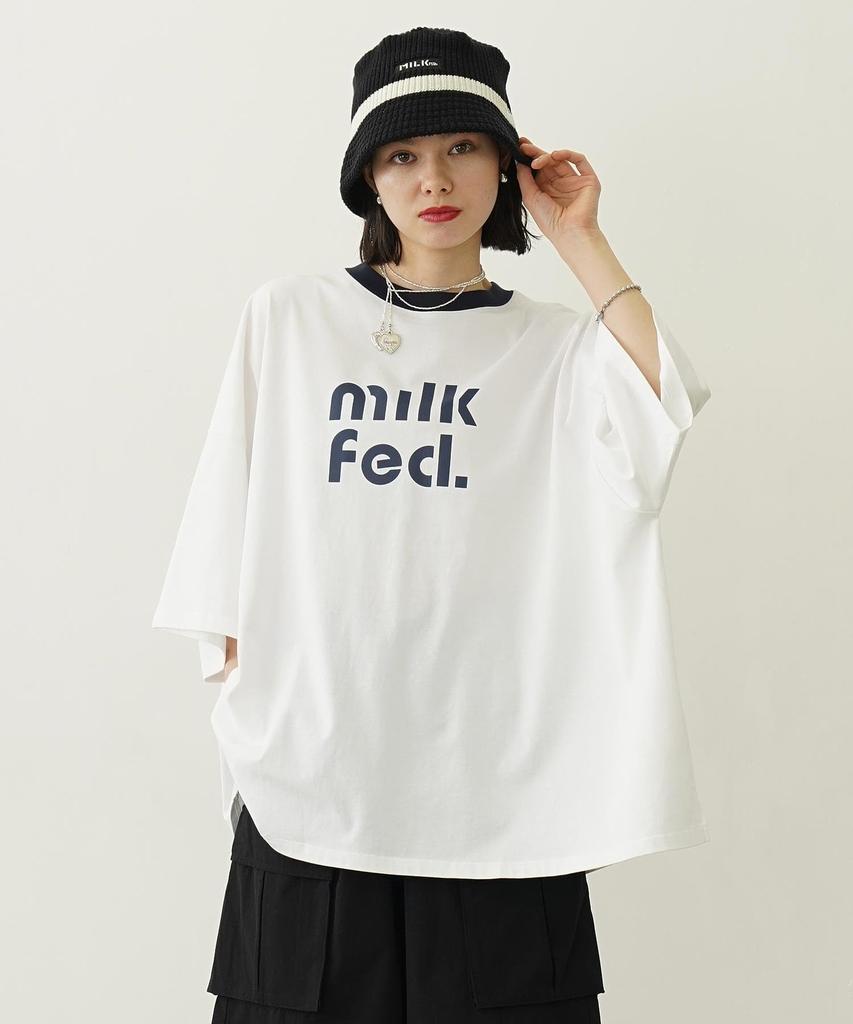 Milkfed Casual Cut Out Logo Big White S/S Top, Women's,