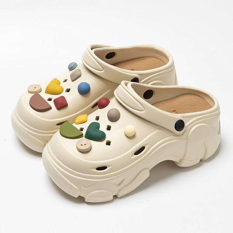 Женские летние мультяшные милые пляжные уличные нескользящие шлепанцы баотоу с толстой подошвой