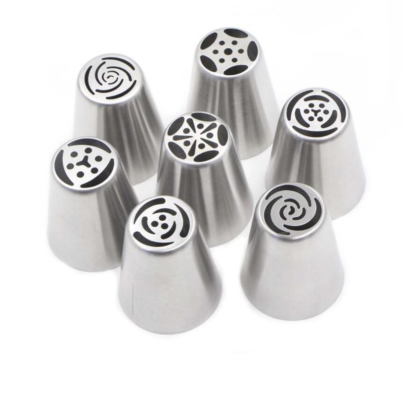 7pcs/lot Stainless Steel Russian Tulip Icing Piping Nozzle Cake Decoration Cream Tips DIY Cake Bakeware Tool Rose Flower Mold