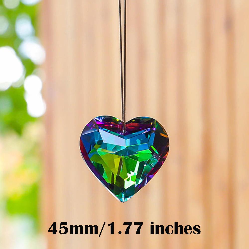 45mm Hanging Heart Suncatcher Prism Pendant Crafts for Home Office Garden Decoration Rainbow Maker Window Pendant 2025 Xmas Gift