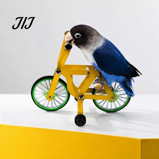 Bird Intelligence Toy Training Bike Toy, Interactive Bicycle Exercise Enrichment Anti Chew Educational for Lovebird Conures Parakeet Cockatiel