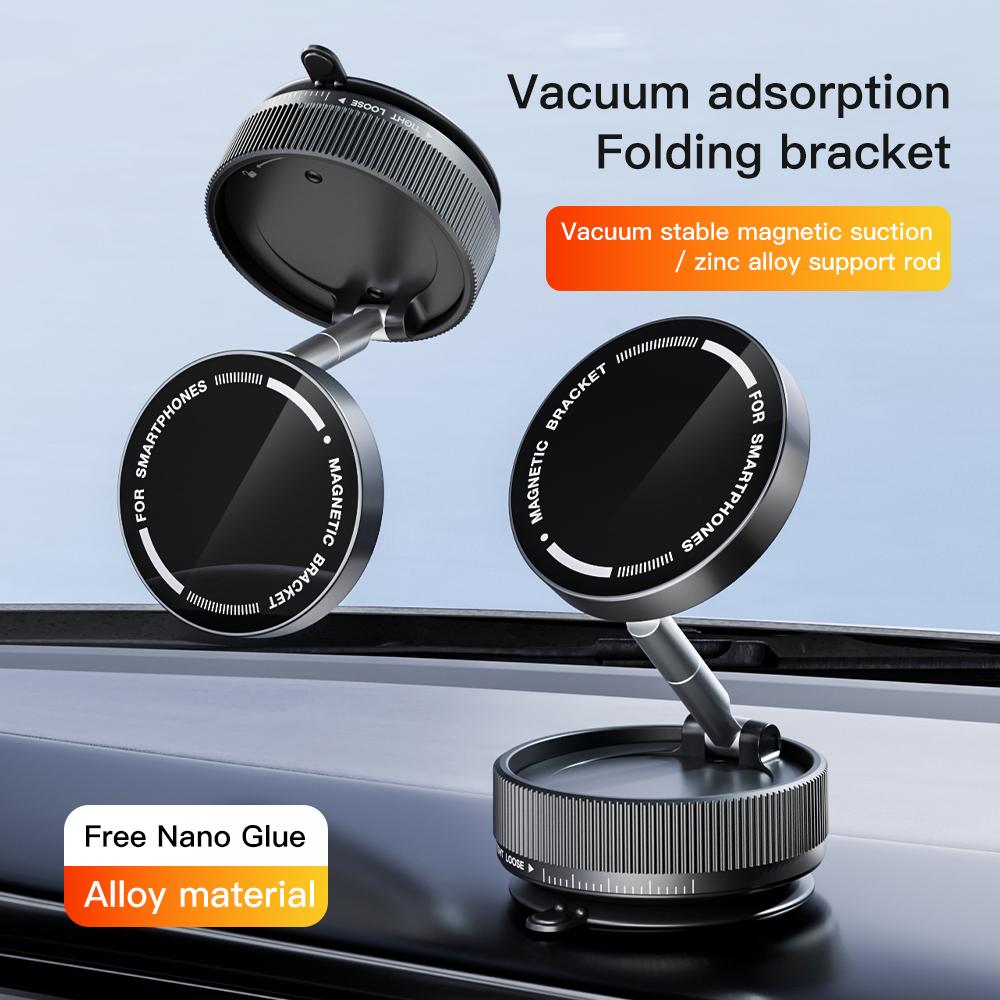 360° Adjustable Vacuum Magnetic Suction Cup Phone Mount, Hands-Free Magnetic Cell Phone Holder for Car/Gym/Mirror/Smoot