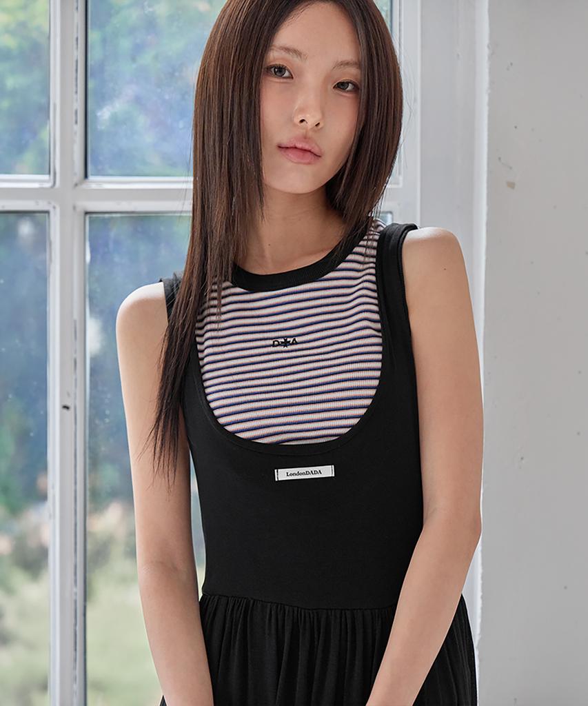 Макси-платье Leondeondada с драпировкой и сборками, 2-в-1, Черное