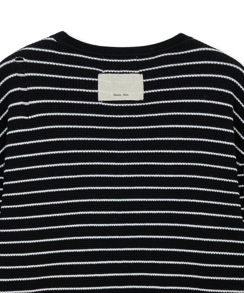 Свободный пуловер Mattengkim Stripe с повреждениями, цвет черный