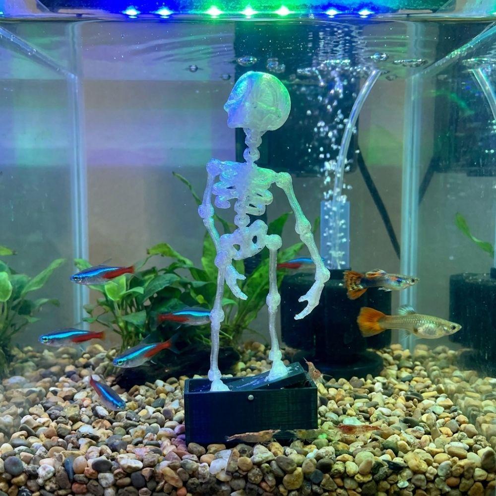Plastic Fish Tank Dance Skull Ornament 3D Printed Dynamic Skeleton Bubbler Aquariums Enthusiasts