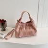 Chic Pleated Handbag for Women  Spring New Casual Simple Crossbody Bag Large Capacity Soft PU Single Shoulder Bag