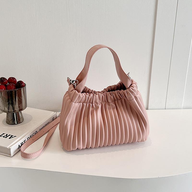 Chic Pleated Handbag for Women Spring New Casual Simple Crossbody Bag Large Capacity Soft PU Single Shoulder Bag