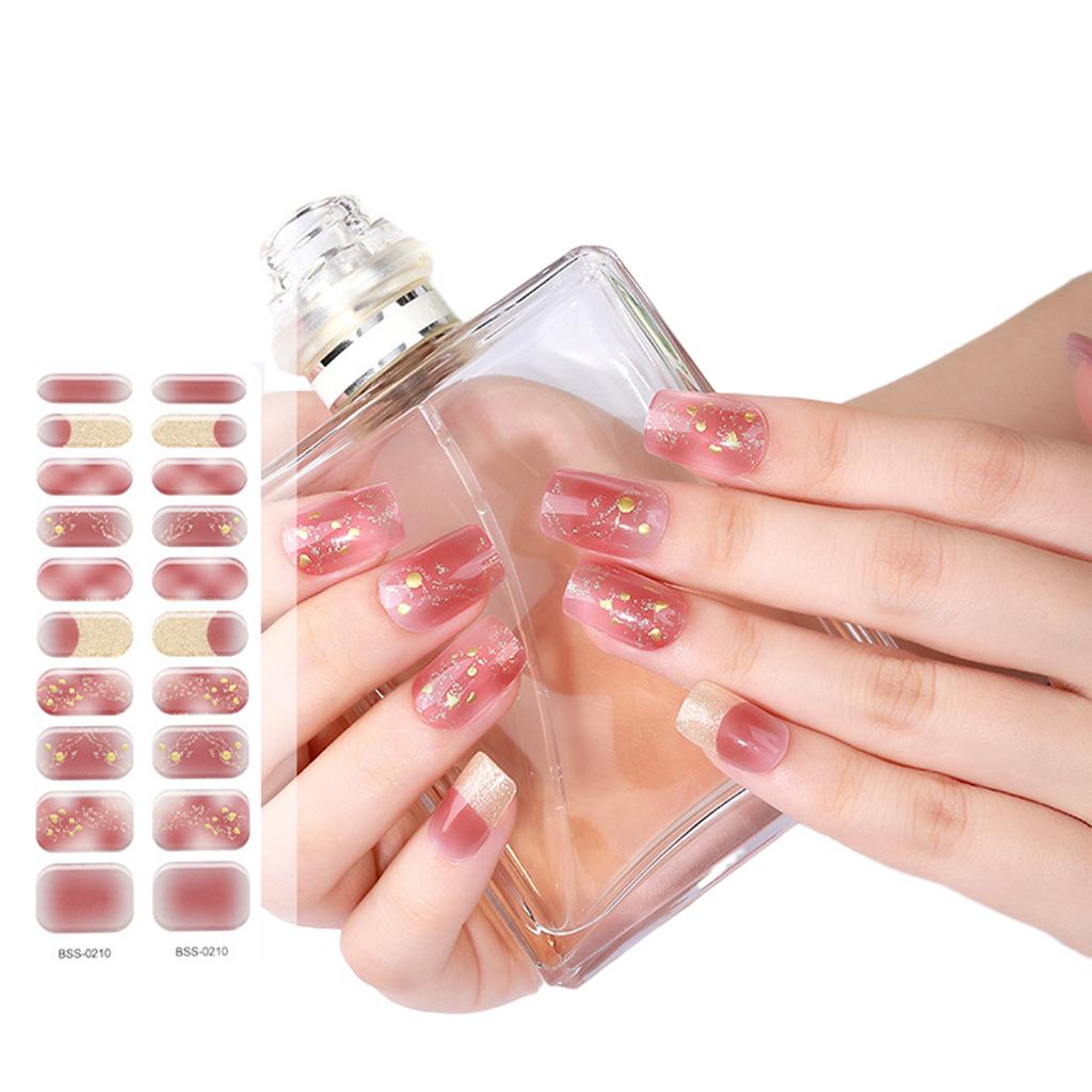 2 шт. полуотвержденных гелевых полосок для ногтей для женщин, гелевые наклейки для ногтей, долговечные гелевые обертывания для ногтей с мягким глянцевым гелевым покрытием
