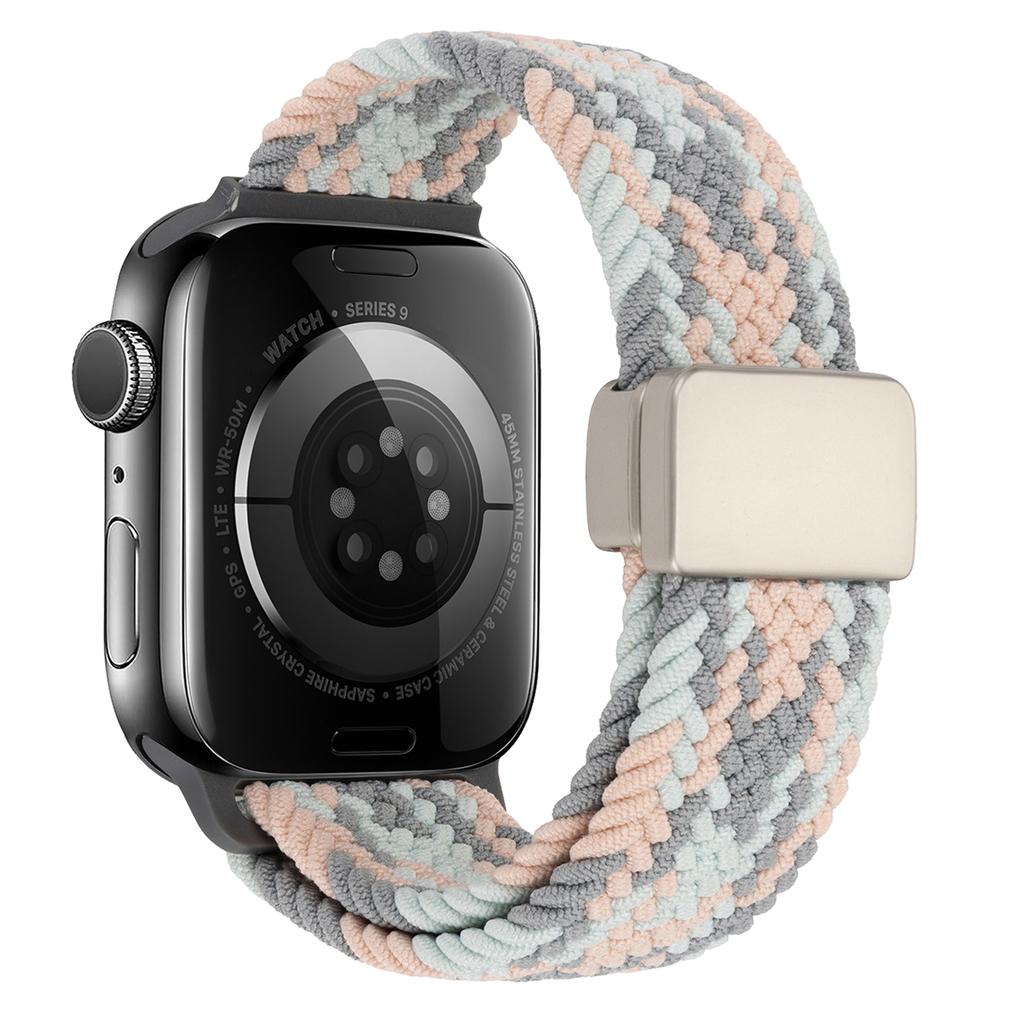 Ремешок для Apple Watch Series 10 Ultra 9 8 7 SE 6 5 4 3 2 1 46 мм 49 мм 45 мм 44 мм 42 мм, нейлоновый регулируемый ремешок с магнитной застежкой
