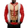 Рождественская футболка с принтом мышц Мужская одежда Повседневная уличная одежда Топ с 3D-принтом Christma Футболки с длинным рукавом Оверсайз с круглым вырезом для мужчин