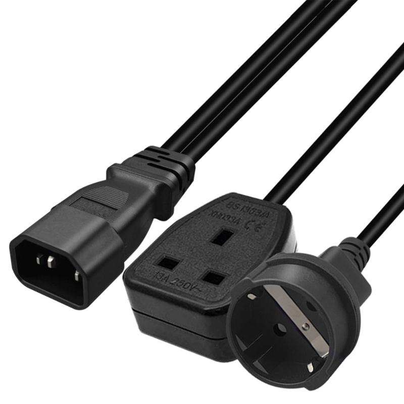 Кабель-адаптер питания переменного тока IEC320 C14 к UK 13A + EU4.8мм, 3-контактный штекер к гнездовому разъему питания, шнур