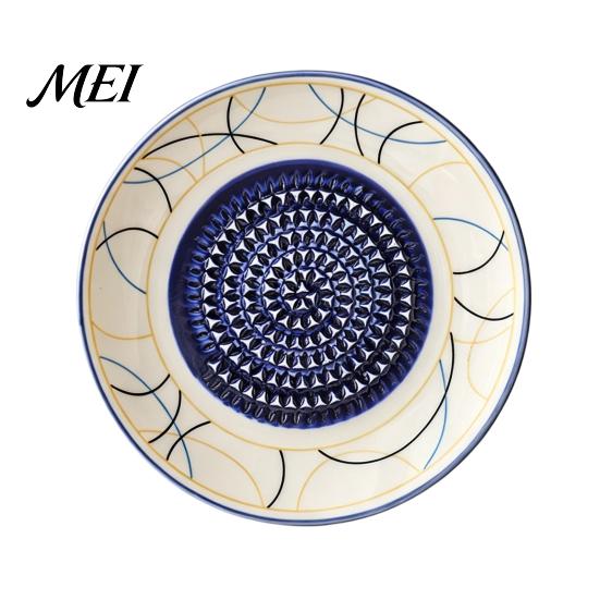 Garlic Grater Plate Ceramic Grinder Bowl, Manual Ginger Fruit Zester Kitchen Dish, All-in-One Prep Mixing Serving Tray, Modern Minimalist Tool