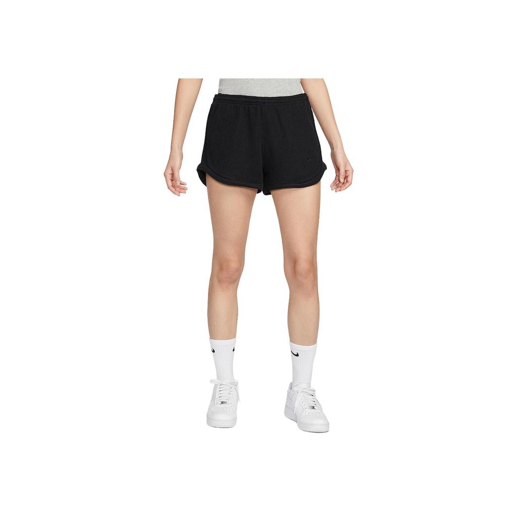 Nike Sportswear Chill Waffle Versatile Comfortable Skin-Friendly Casual Shorts Women Shorts Black HJ3843-010