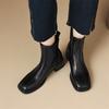 Модные Новые Осенне-Зимние Женские Ботинки Модные Ботинки Челси с Квадратным Носком для Женщин Короткие Ботинки Обувь на Массивном Каблуке Ботильоны Женские Высокие Каблуки