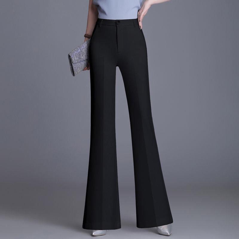 White High-Waist Flared Pants - Women's Loose Fit, Korean Style, Wide-Leg, Slim Fit, Versatile Casual Wear