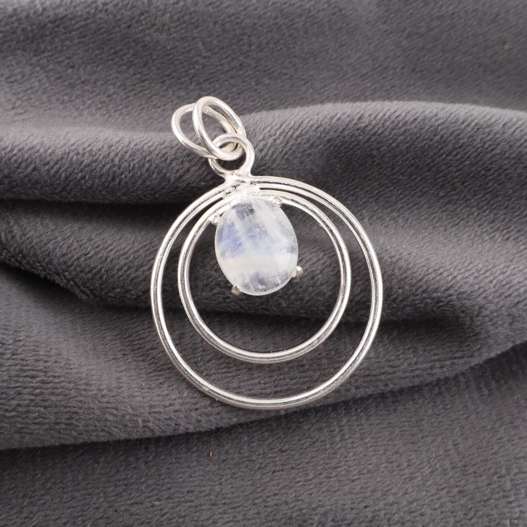 Подвеска из радужного лунного камня, Ювелирные изделия из драгоценных камней, Подвеска из стерлингового серебра 925 пробы, Подвеска для медитации ручной работы