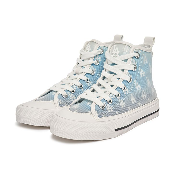 MLB Playball High Monogram Versatile Polyester Non-Slip Wear-Resistant Lightweight Shock Absorbing High-Top Canvas Shoes 3ACVCMM2N-07BLS