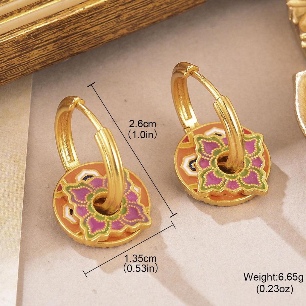 2024 Luxury Enamel Drip Oil Flower Ear Cuffs: Versatile Modern Chinese Style Women's Earrings