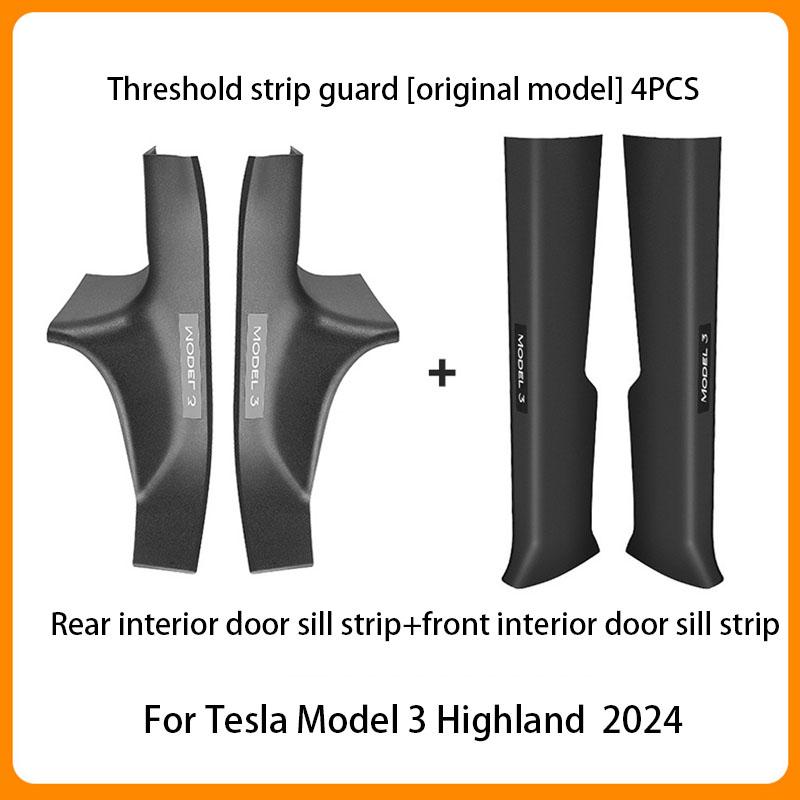 For Tesla Model 3 Highland 2024 ABS Front Rear Door Sill Protective Pad Cover Guards Threshold Bumper Strip Sill Car Accessorie
