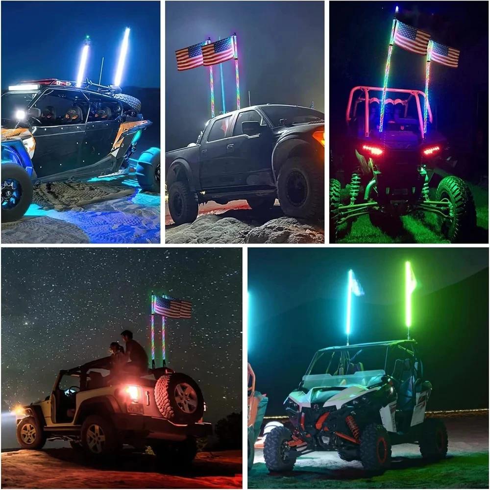 1 фут Светодиодные кнуты Освещаемая антенна-хлыст Для квадроцикла UTV Polaris RZR Внедорожника Песчаной багги Флагшток для дюн Лампа