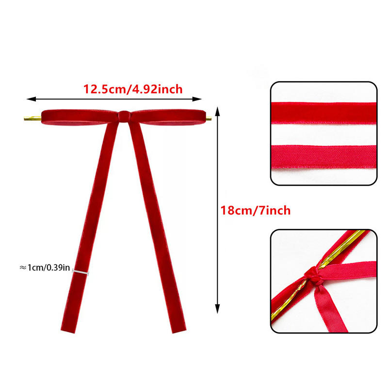 10 velvet bows for Christmas trees - used as rural gift bows for Christmas home decoration, outdoor, and indoor occasions