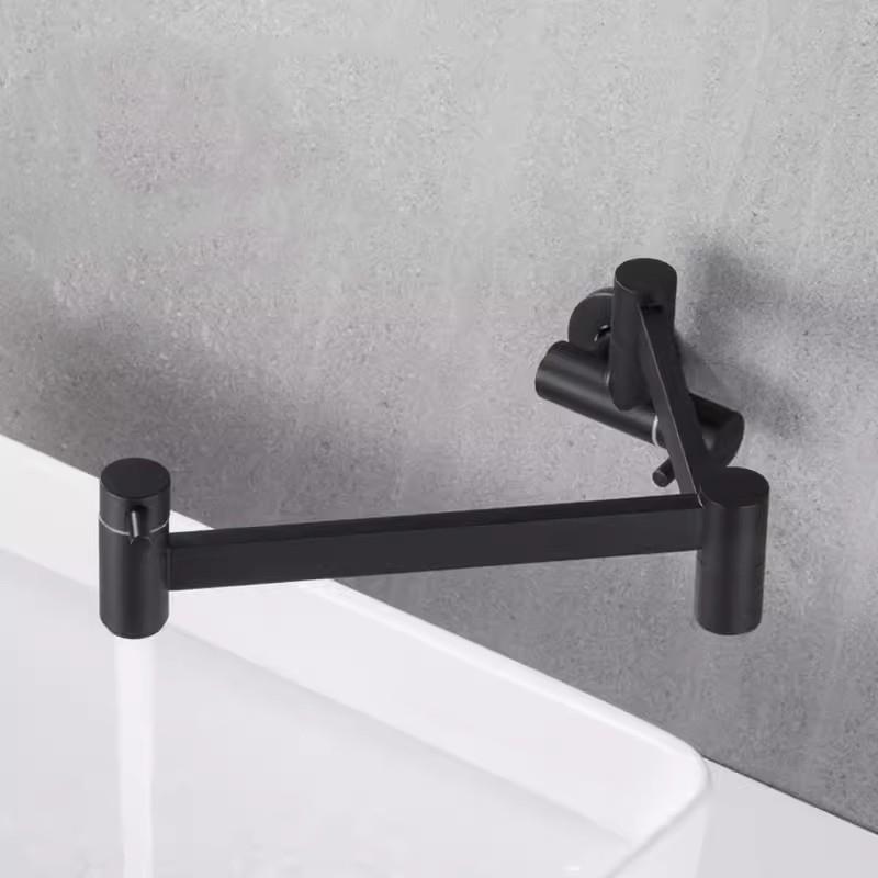 Pot Filler Tap Brass Wall Mounted Kitchen Sink Faucet 360 Rotate Folding Spout Spigot Single Cold Taps Black/White