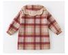 Girls' 2025 Mid-Length Plaid Wool Coat - Thickened for Autumn/Winter Warmth