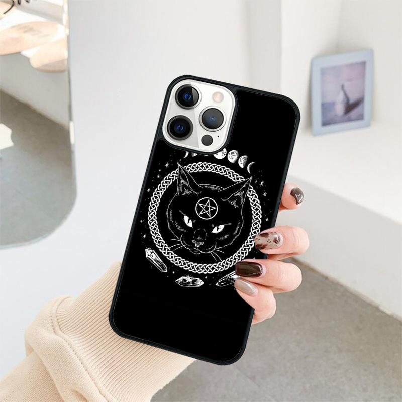 Witch Black Cat Phone Case For iPhone 17 Air 16 15 14 11 12 13 Pro MAX Plus coque Cover Shell