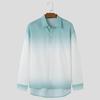 INCERUN Men Lapel Neck Long Sleeve Gradient Buttons Tops Casual Spring Oversized Shirts